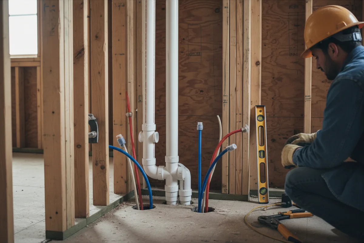 Drain and supply rough-in during Garbage Disposal Repair in Port Jefferson